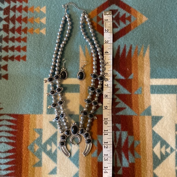 Squash Blossom Necklace with matching earrings set - Picture 3 of 7